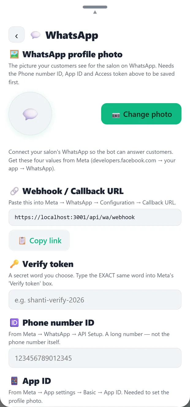 WhatsApp setup